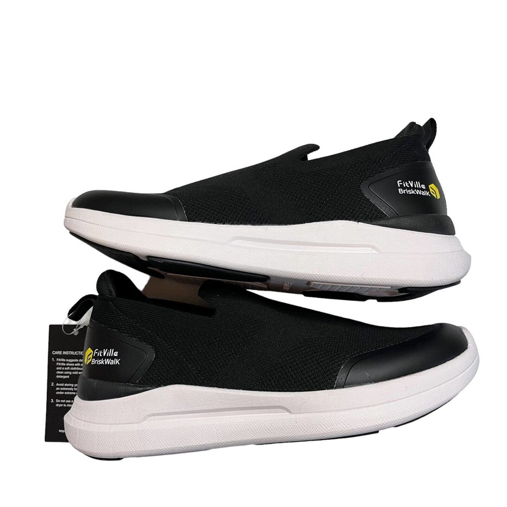 FitVille Women/Men Recovery Slip On Casual Comfort Shoes BriskWalk Black 8/6.5W
